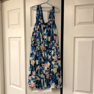 Spring Floral V-Neck Zip Dress